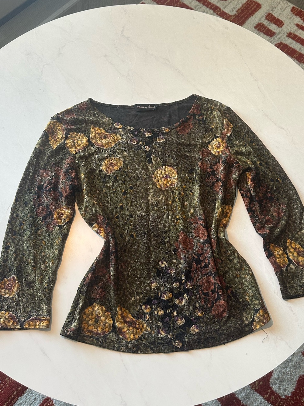 Y2K floral Mesh Brittany Black long sleeve blouse size medium
